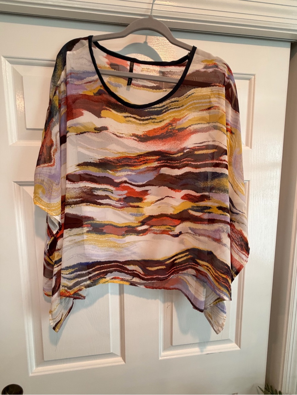 Women's Multicolor Sheer Wave-Print Top